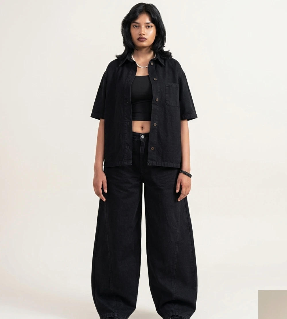 Charcoal Black Barrel Jeans for Women – Black Barrel Jeans | Womens Barrel Jeans