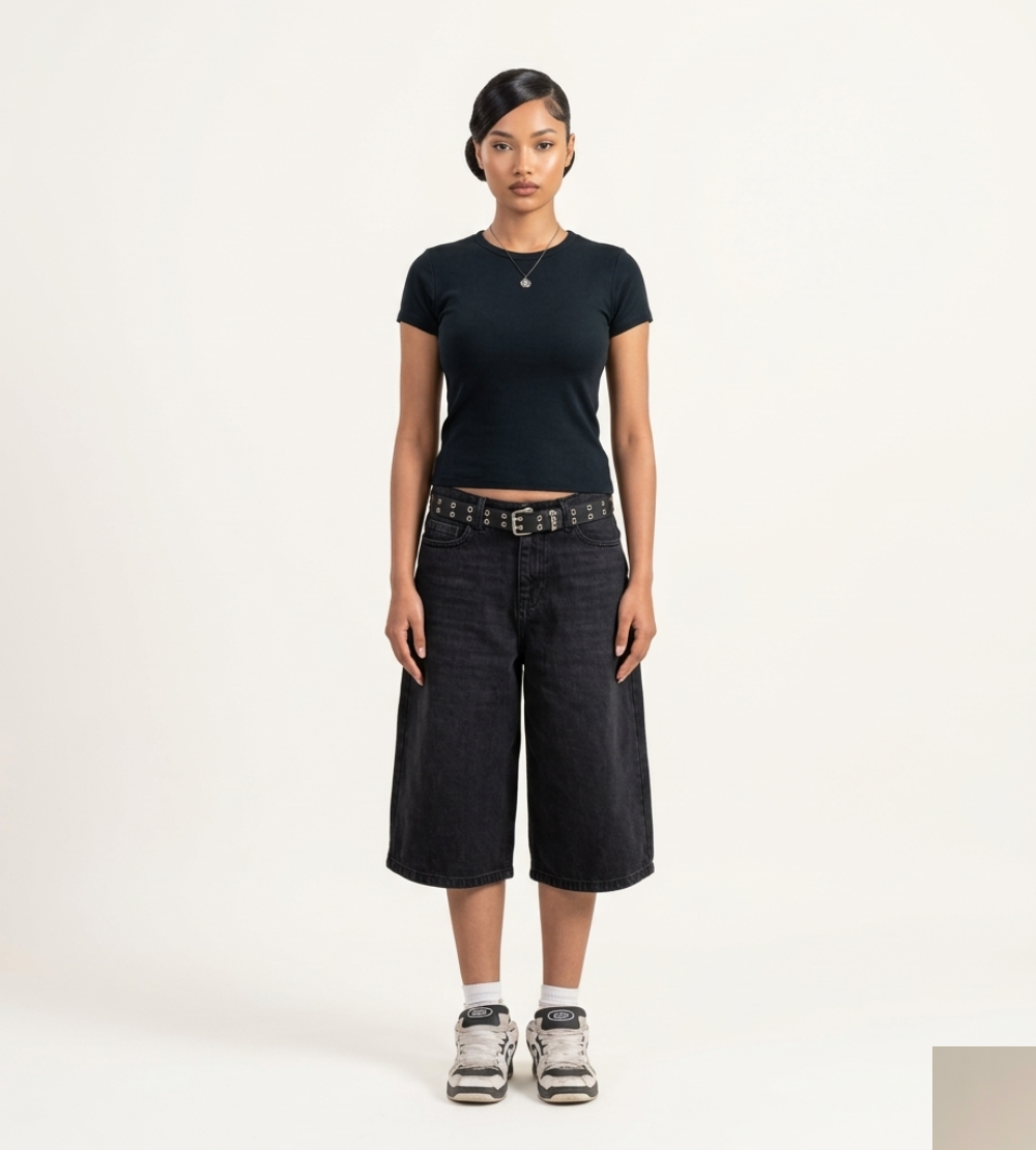 Charcoal Black Jorts for Women – Stylish Black Jorts | Denim Jorts Women Love