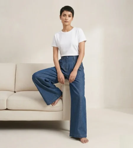 Shop Blue Palazzo Pants for women — elegant palazzo jeans with a dramatic flowy silhouette. The palazzo pants and blue jeans look you've been waiting for. Free shipping.