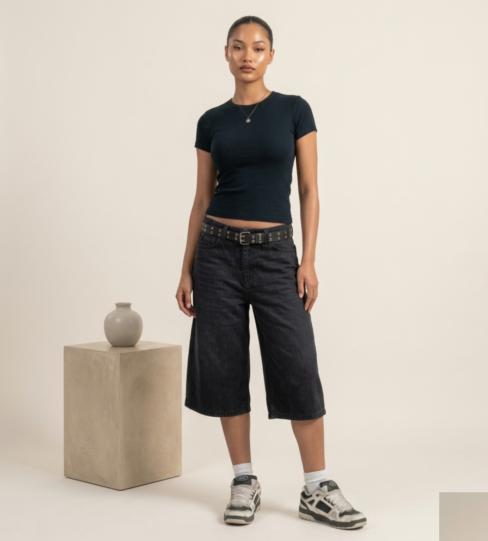 Charcoal Black Jorts — The Cool-Girl Denim Short Done Right