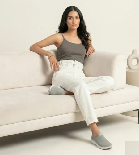 Women's White Paper Bag Jeans – High Waist Belted Paper Bag Waist White Denim Pants | Stylish & Comfortable