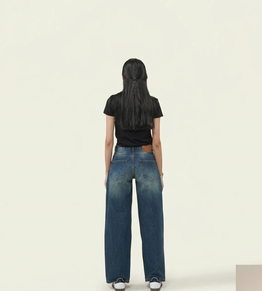 Blue Wide Leg Jeans for Women - Image 5