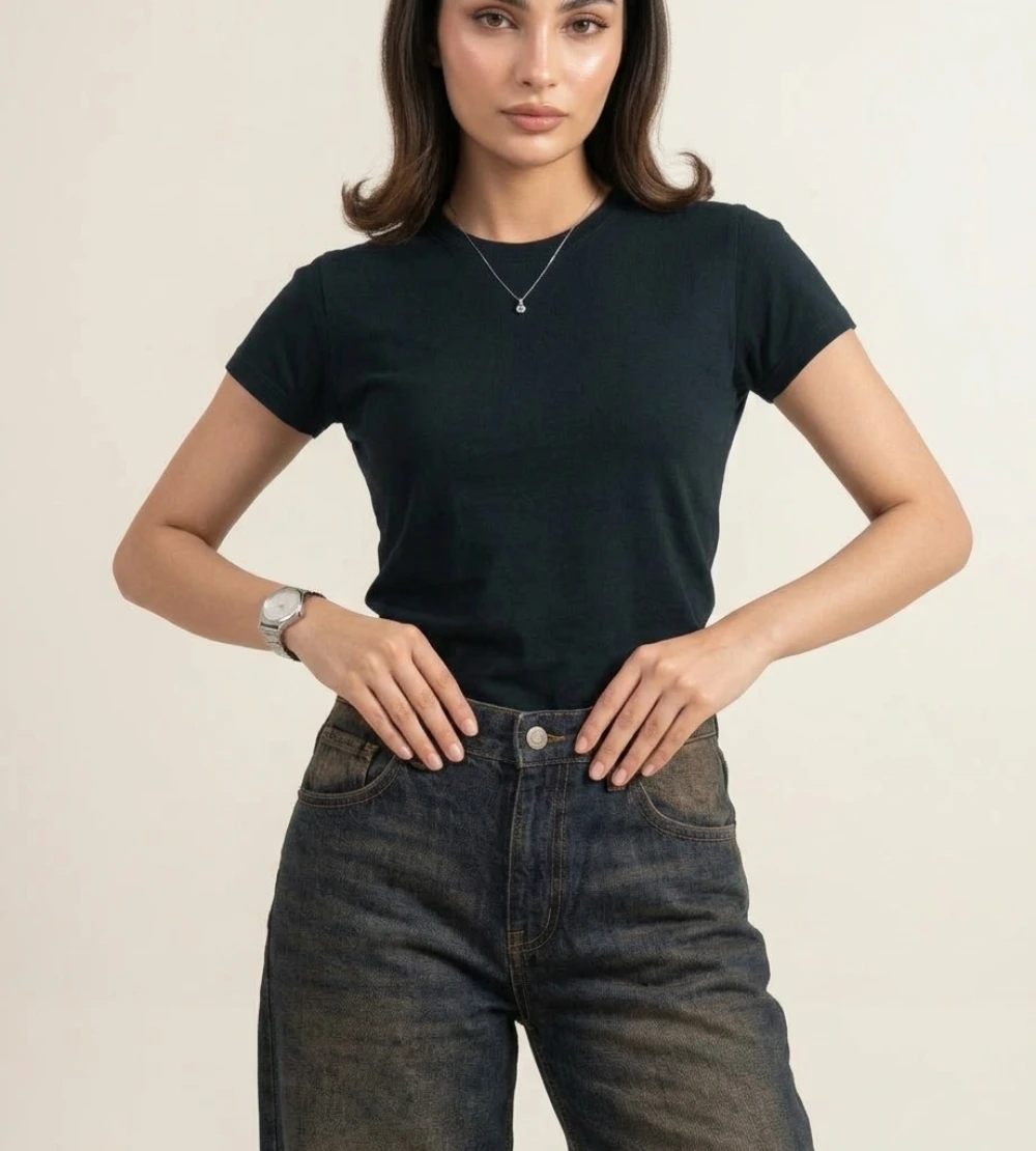 Dirty Dark Blue Wide Leg Jeans for Women – Low Rise Womens Wide Leg Jeans | Relaxed Fit Jeans