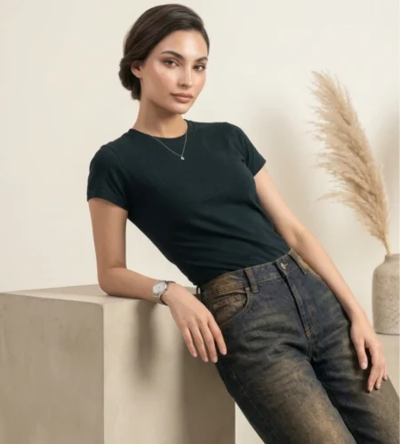 Dirty Dark Blue Wide Leg Jeans for Women – Low Rise Womens Wide Leg Jeans | Relaxed Fit Jeans