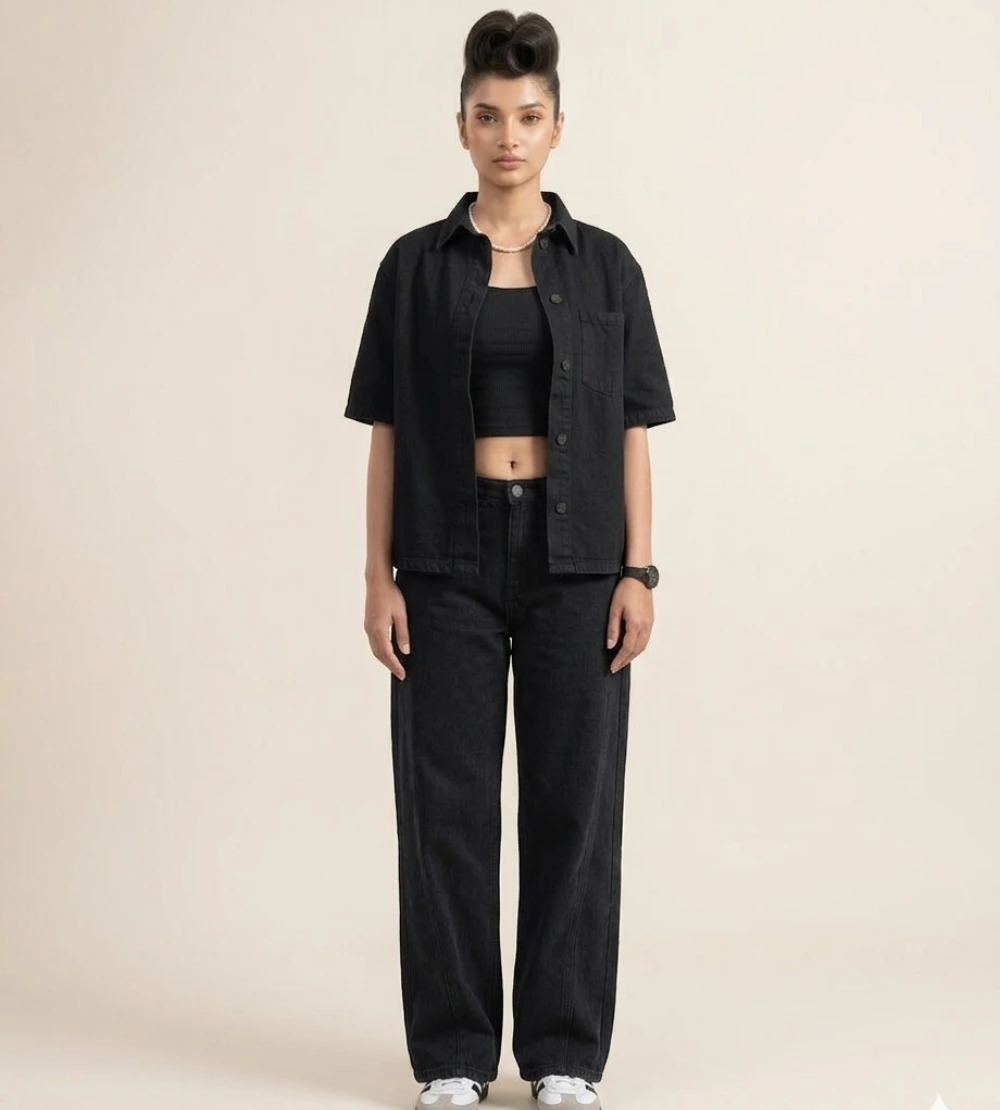 Charcoal Black Wide Leg Jeans for Women – Womens Wide Leg Jeans | Classic Charcoal Jeans