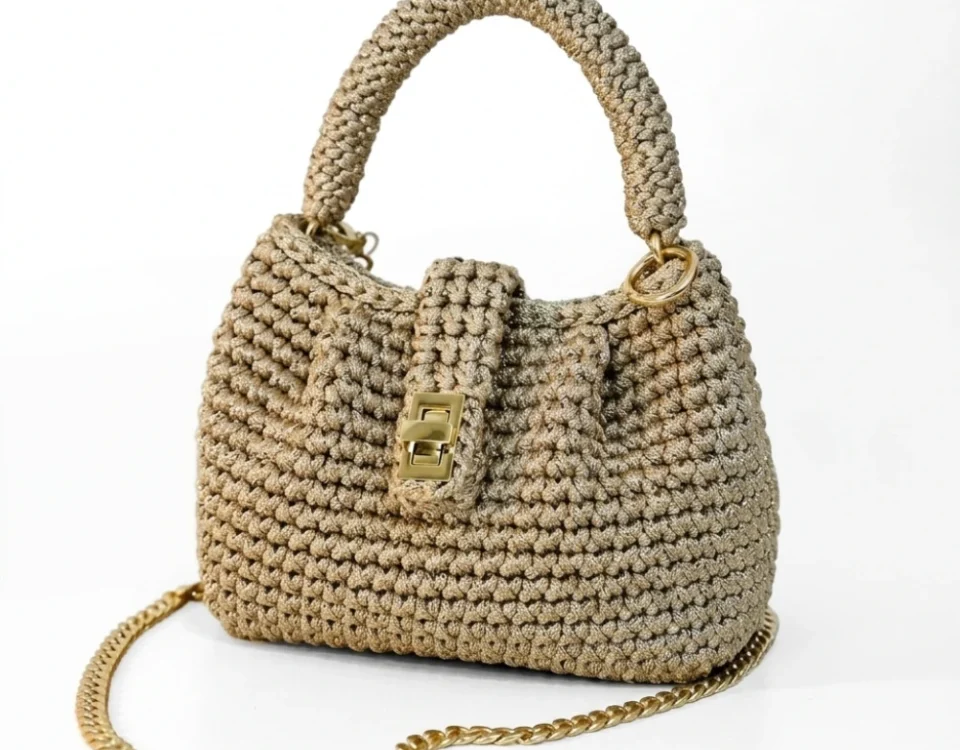 noa handmade crochet bag gold details women shoulder bag