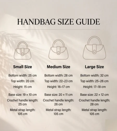 Handmade Crochet Handbag size guide