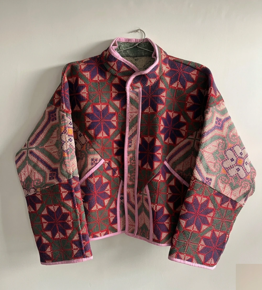 Reversible Geometric Kantha Patchwork Jacket