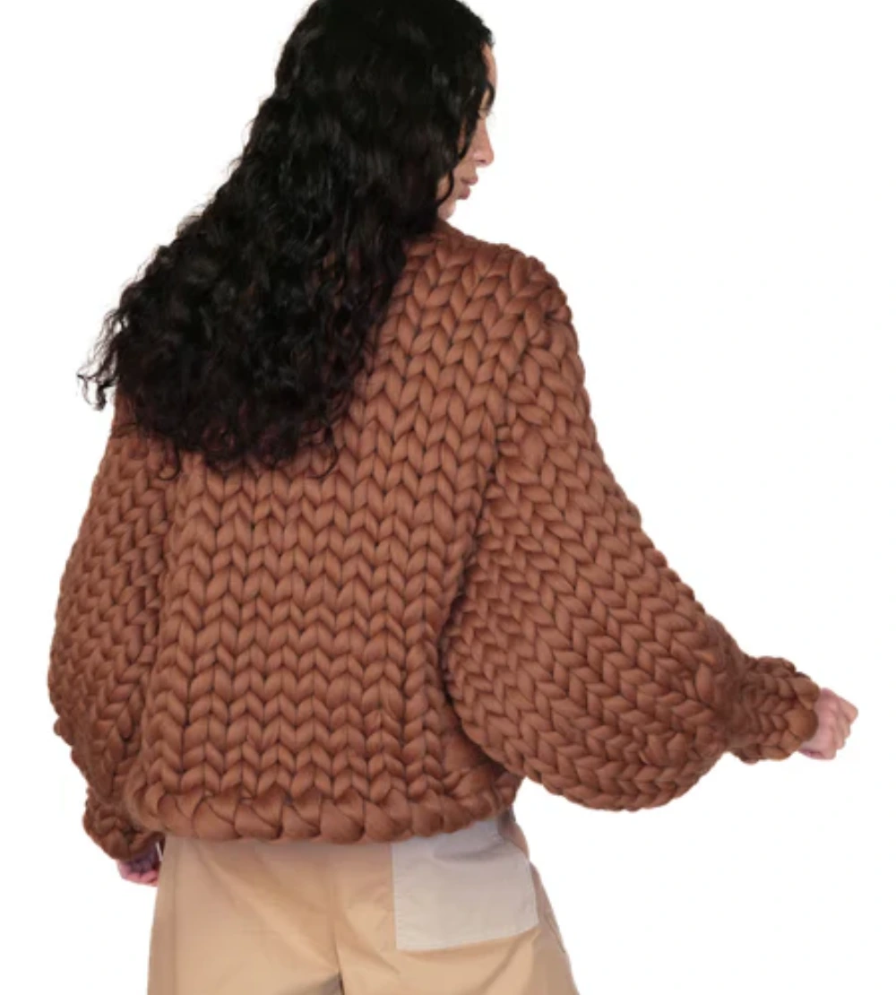 Oversized Chunky Knit Brown Cardigan