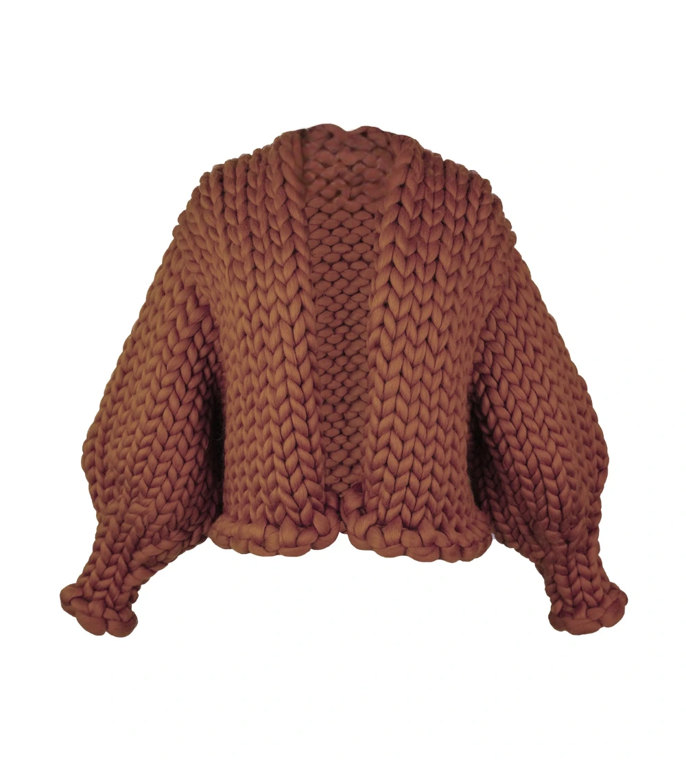 Oversized Chunky Knit Brown Cardigan